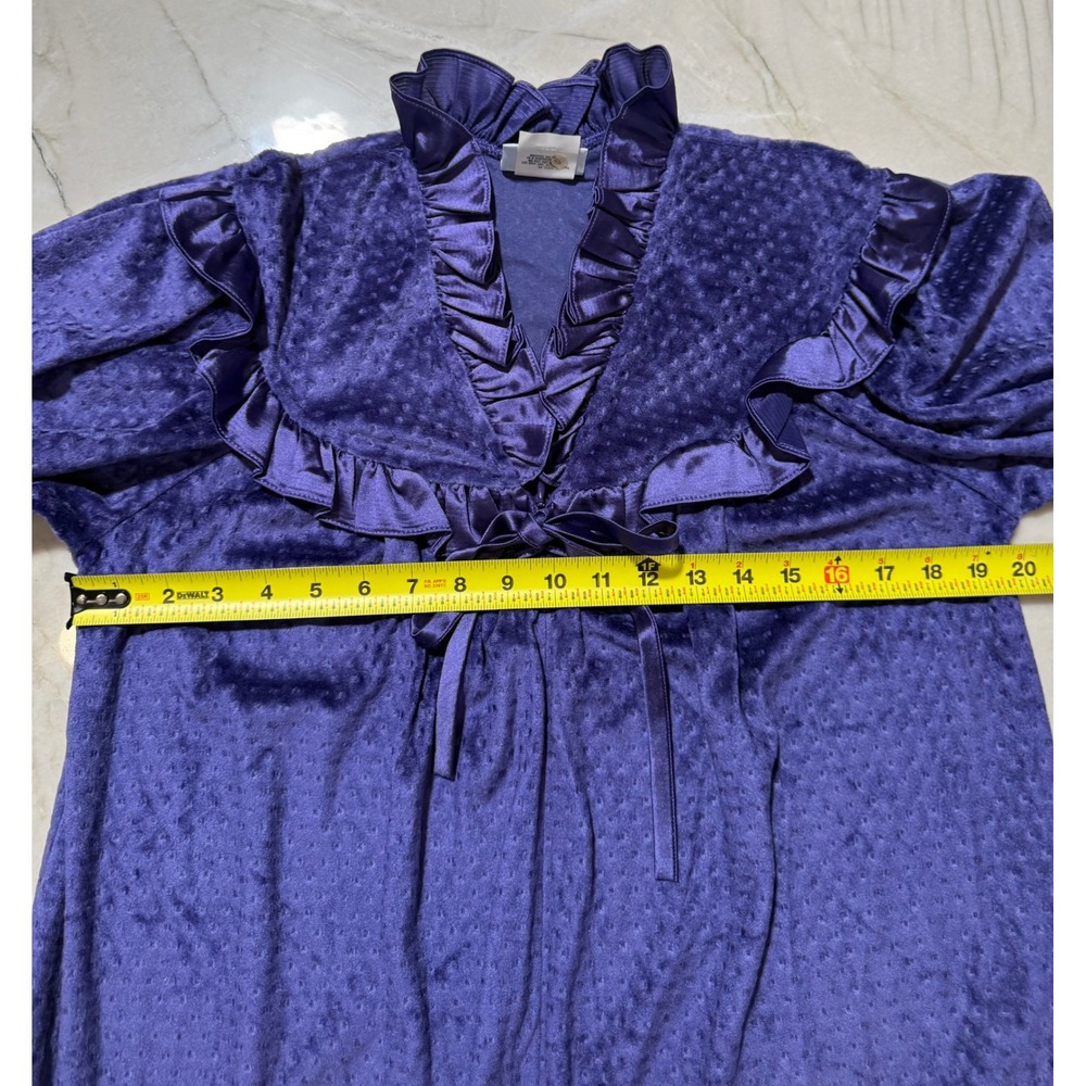Donna Richard Gilligan O'Malley Vintage Purple Velvet Ruffle Maxi Robe USA Made - Picture 10 of 16